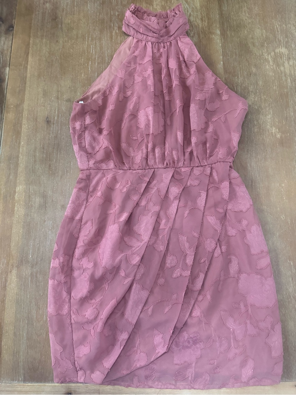 Lulu's Mauve Halter Floral Jacquard Dress